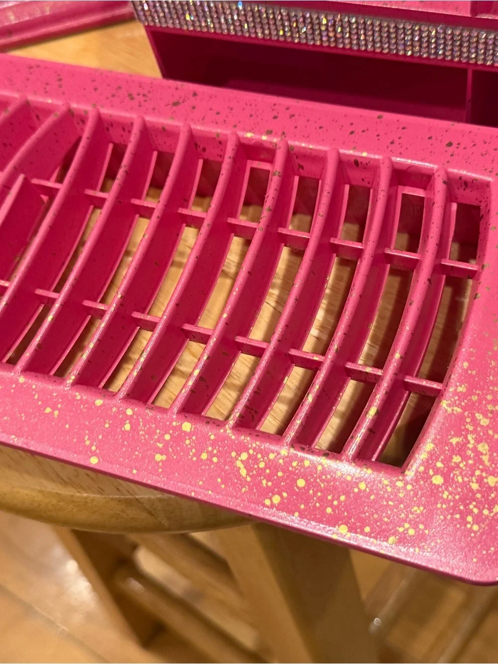 Hot Pink w/ Gold Splash & rhinestone accents Organizer Set & vent cover-Barbie
